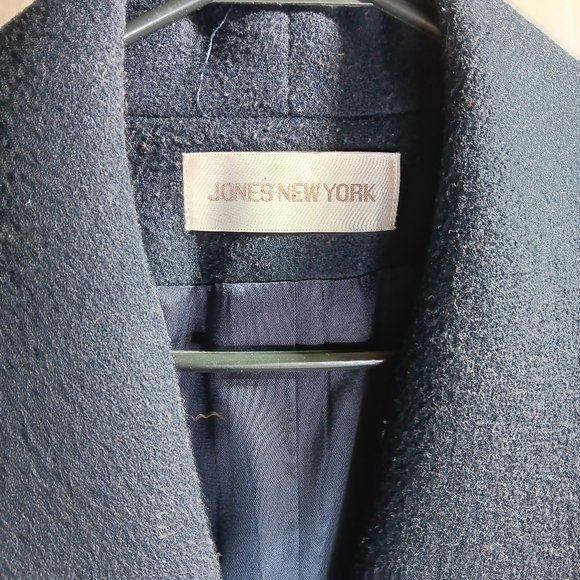 Jones New York Women's 100% Wool Overcoat Vintage Navy Blue Size M - Picture 6 of 11